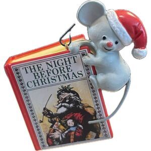 Vintage 1985 Enesco A Christmas Story Mouse Santa Hat and Book Ornament